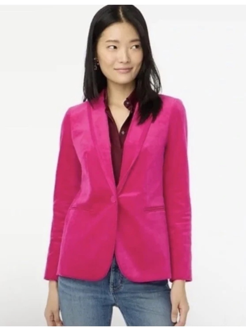 lNWT J.crew size 2 velvet blazer in brilliant berry